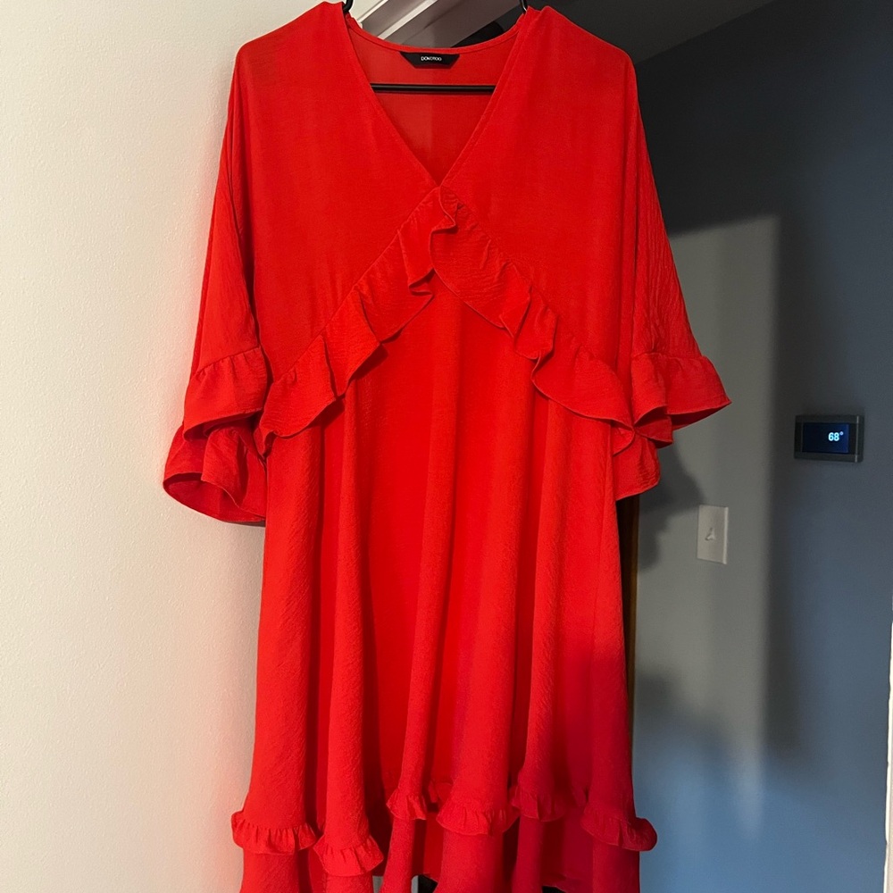 Amazon Red Ruffled High Low Sundress - Picture 2 of 5